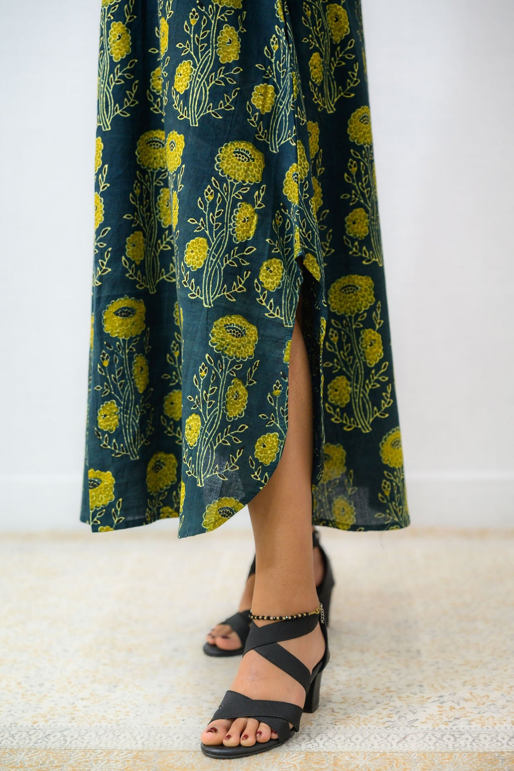 Hara Gulabo Ajrakh Dress - Lobha Deepthis