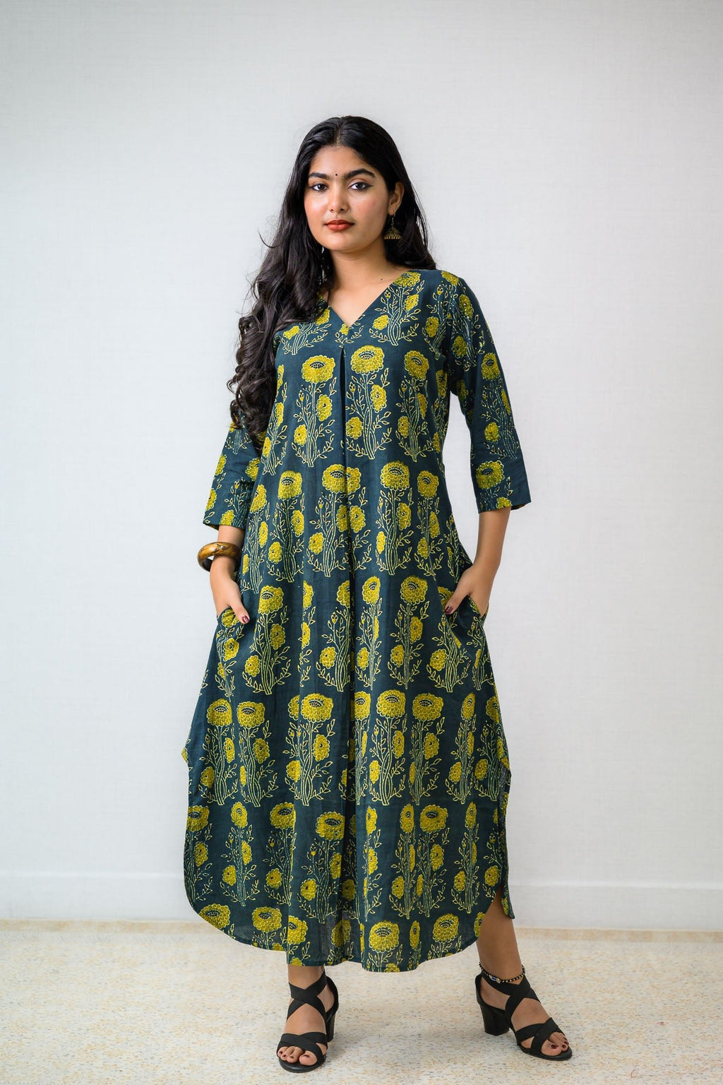 Hara Gulabo Ajrakh Dress - Lobha Deepthis