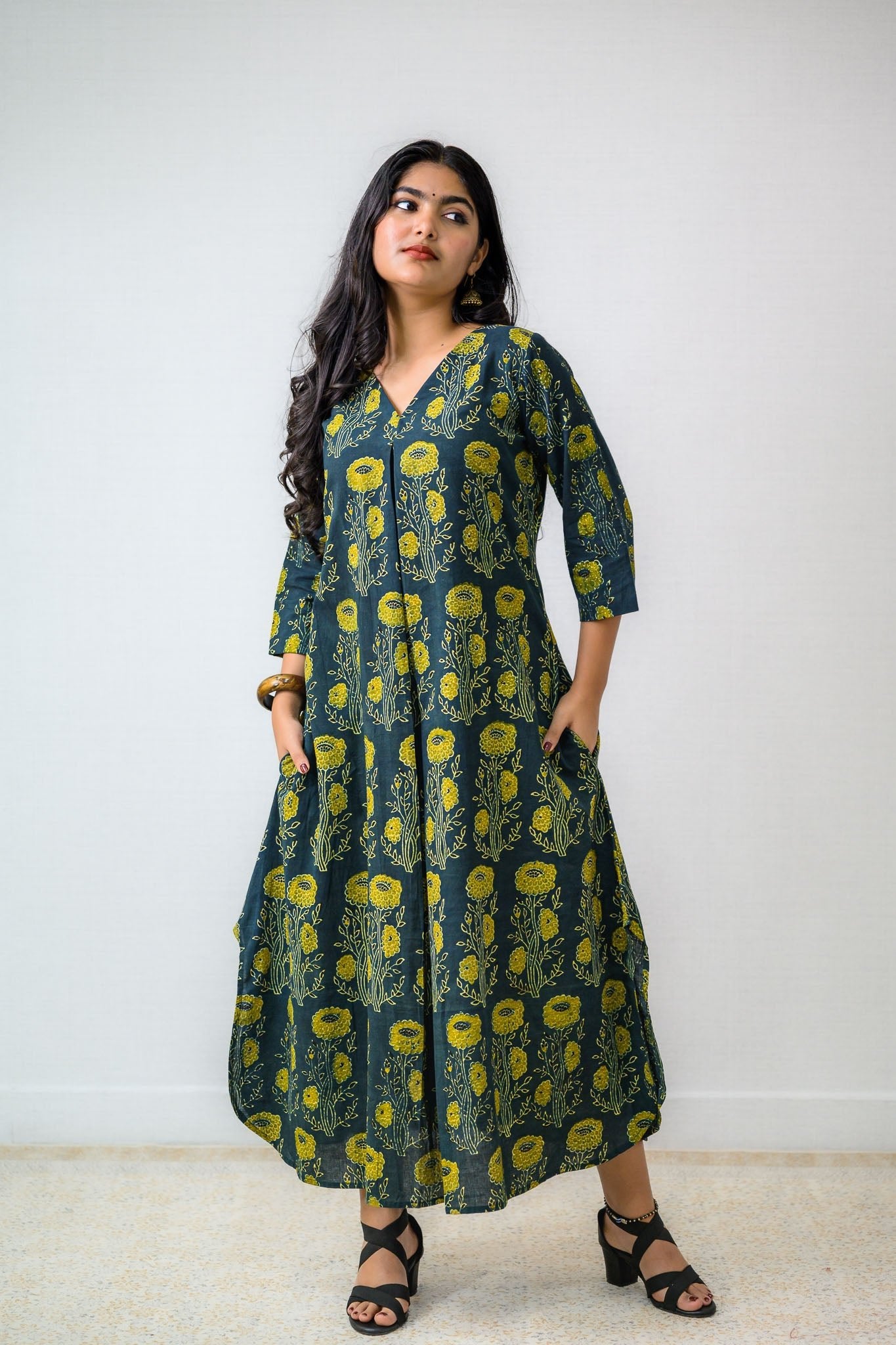Hara Gulabo Ajrakh Dress - Lobha Deepthis