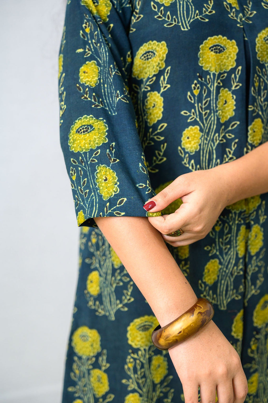 Hara Gulabo Ajrakh Dress - Lobha Deepthis