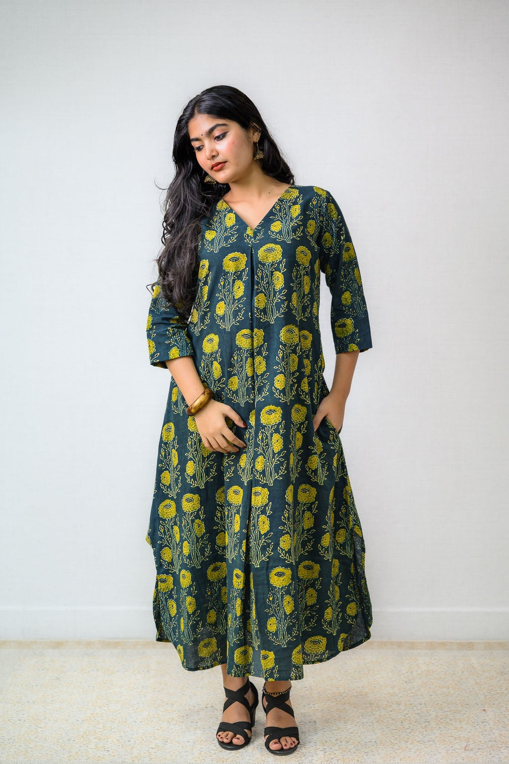 Hara Gulabo Ajrakh Dress - Lobha Deepthis