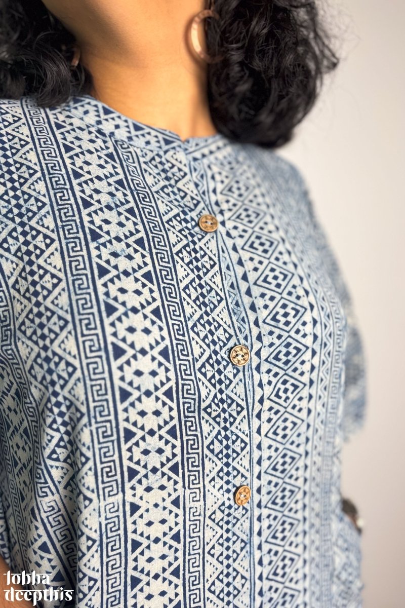 Hawa Blue Dabu Kaftan - Lobha Deepthis