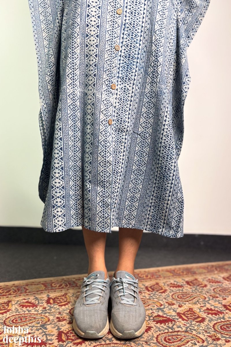 Hawa Blue Dabu Kaftan - Lobha Deepthis