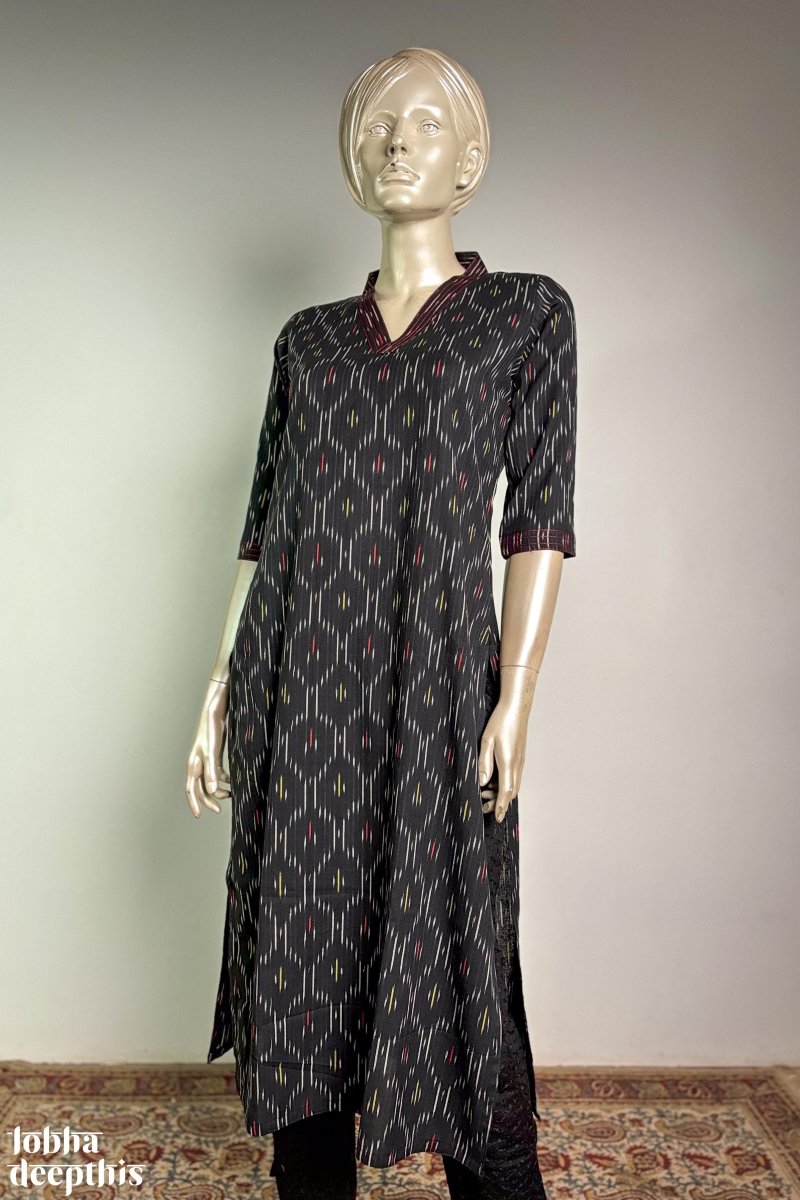 Ikkat in Black Kurta - Lobha Deepthis