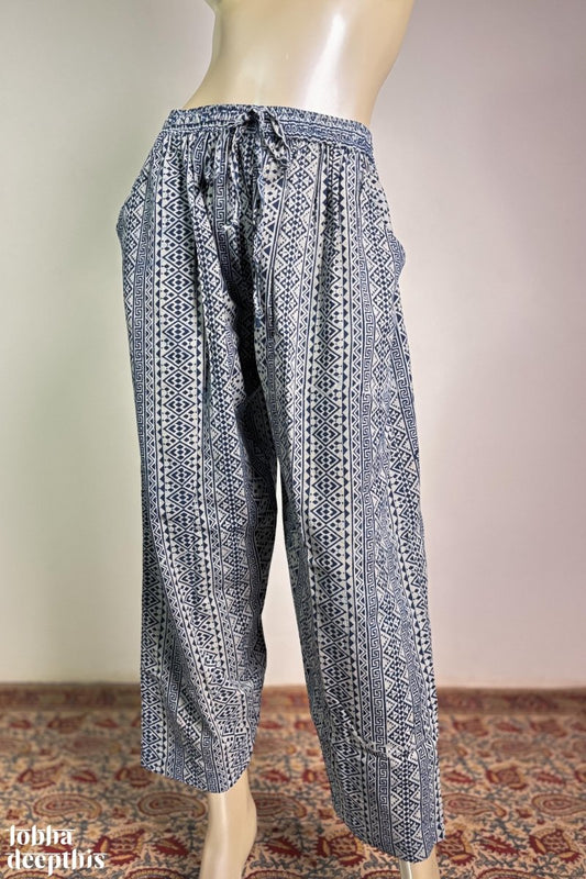 Indigo Bagru Cotton Straight Pants - Lobha Deepthis