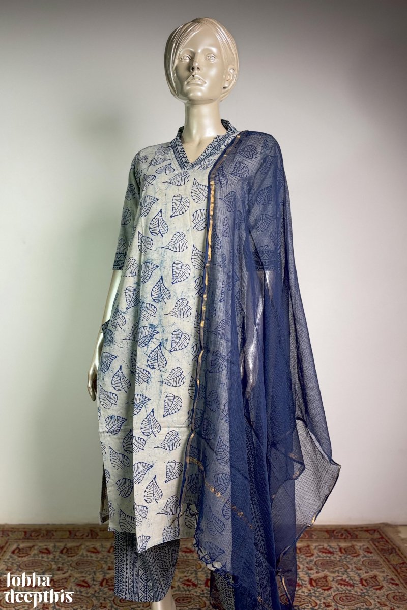 Indigo Bagru Straight Kurta - Lobha Deepthis