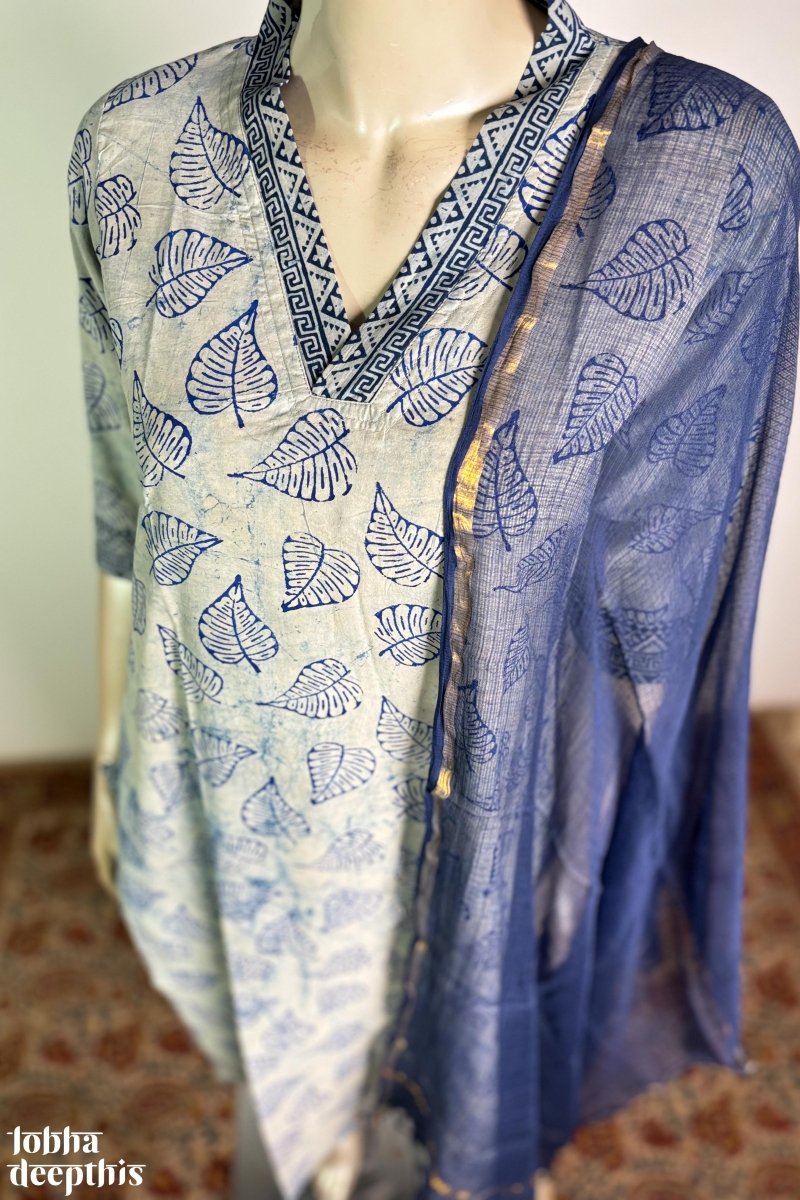 Indigo Bagru Straight Kurta - Lobha Deepthis