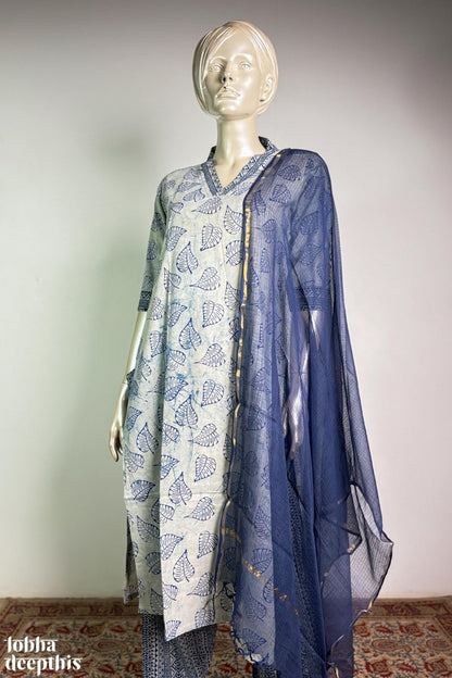 Indigo Bagru Straight Kurta - Lobha Deepthis