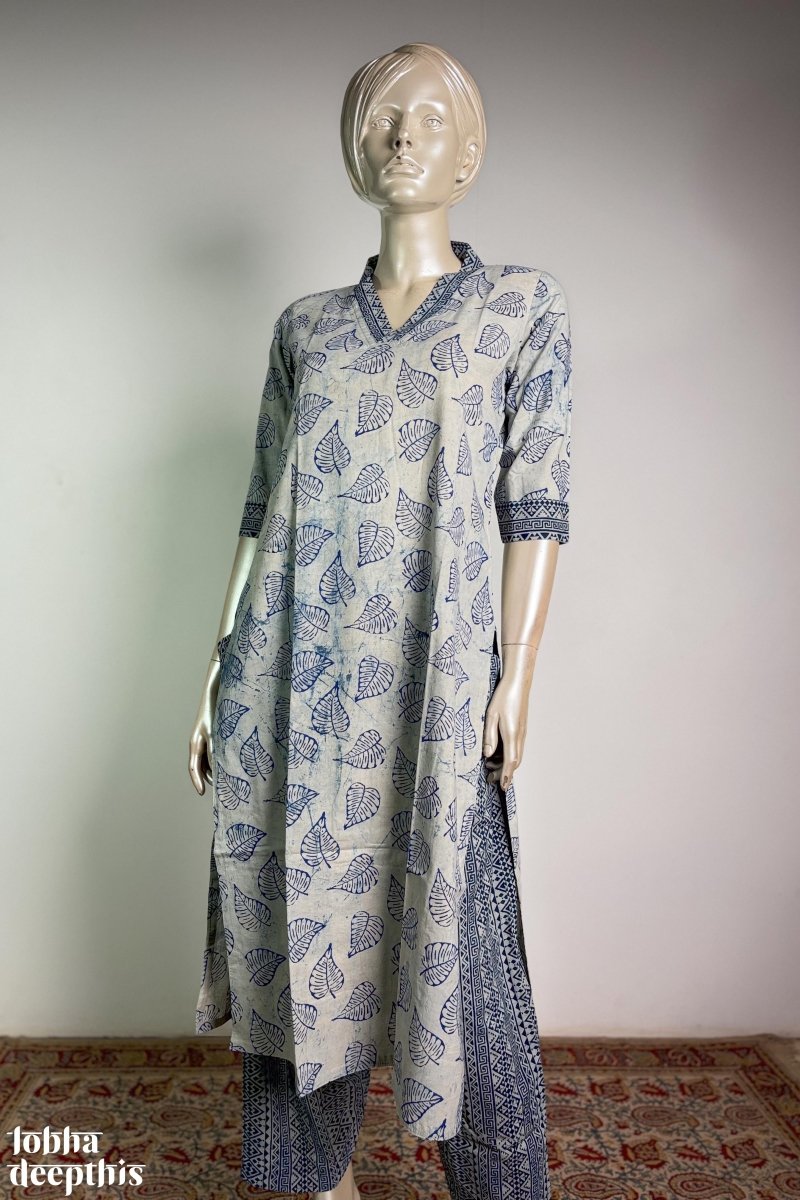 Indigo Bagru Straight Kurta - Lobha Deepthis