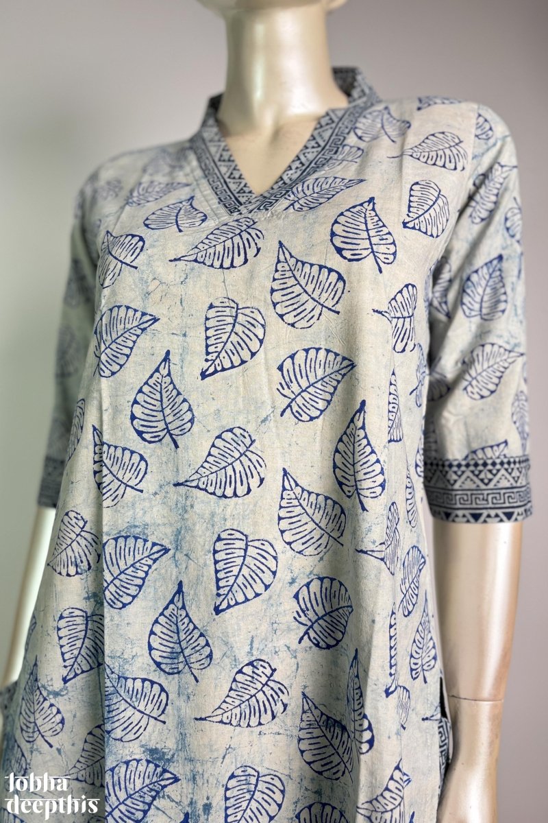 Indigo Bagru Straight Kurta - Lobha Deepthis