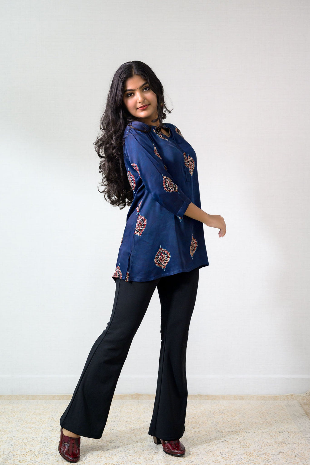 Indigo Pihu Blooms Modal Short top - Lobha Deepthis