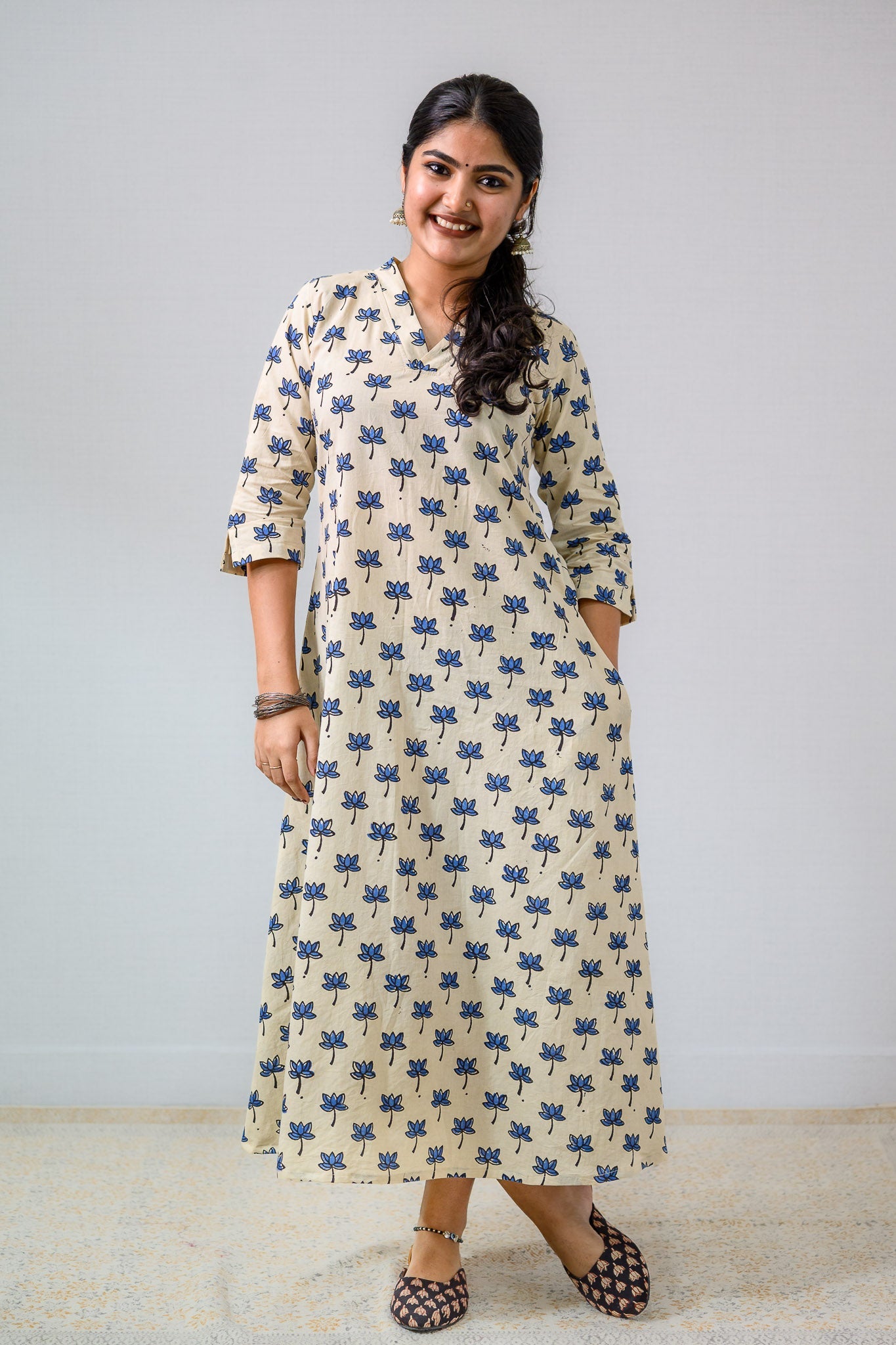 Indigo Tamara Ivory Aline Dress - Lobha Deepthis