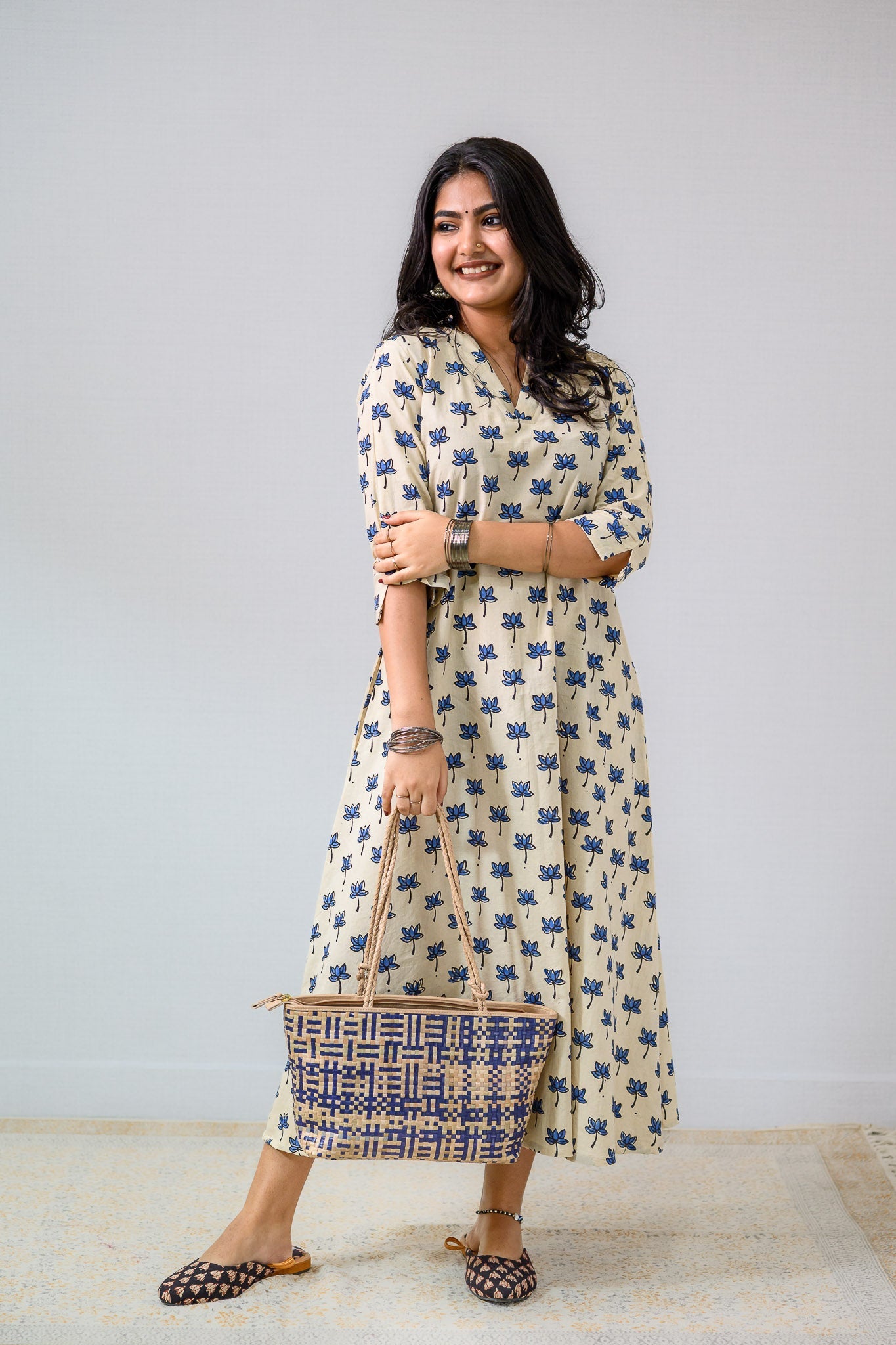 Indigo Tamara Ivory Aline Dress - Lobha Deepthis
