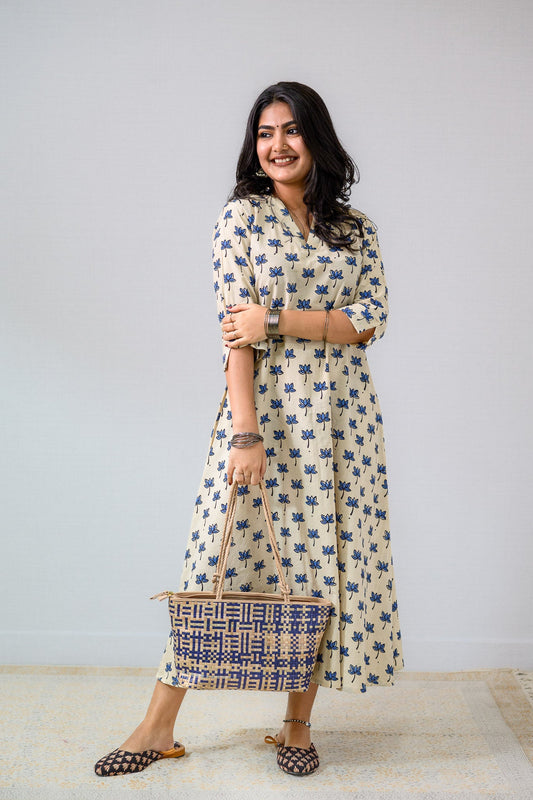 Indigo Tamara Ivory Aline Dress - Lobha Deepthis