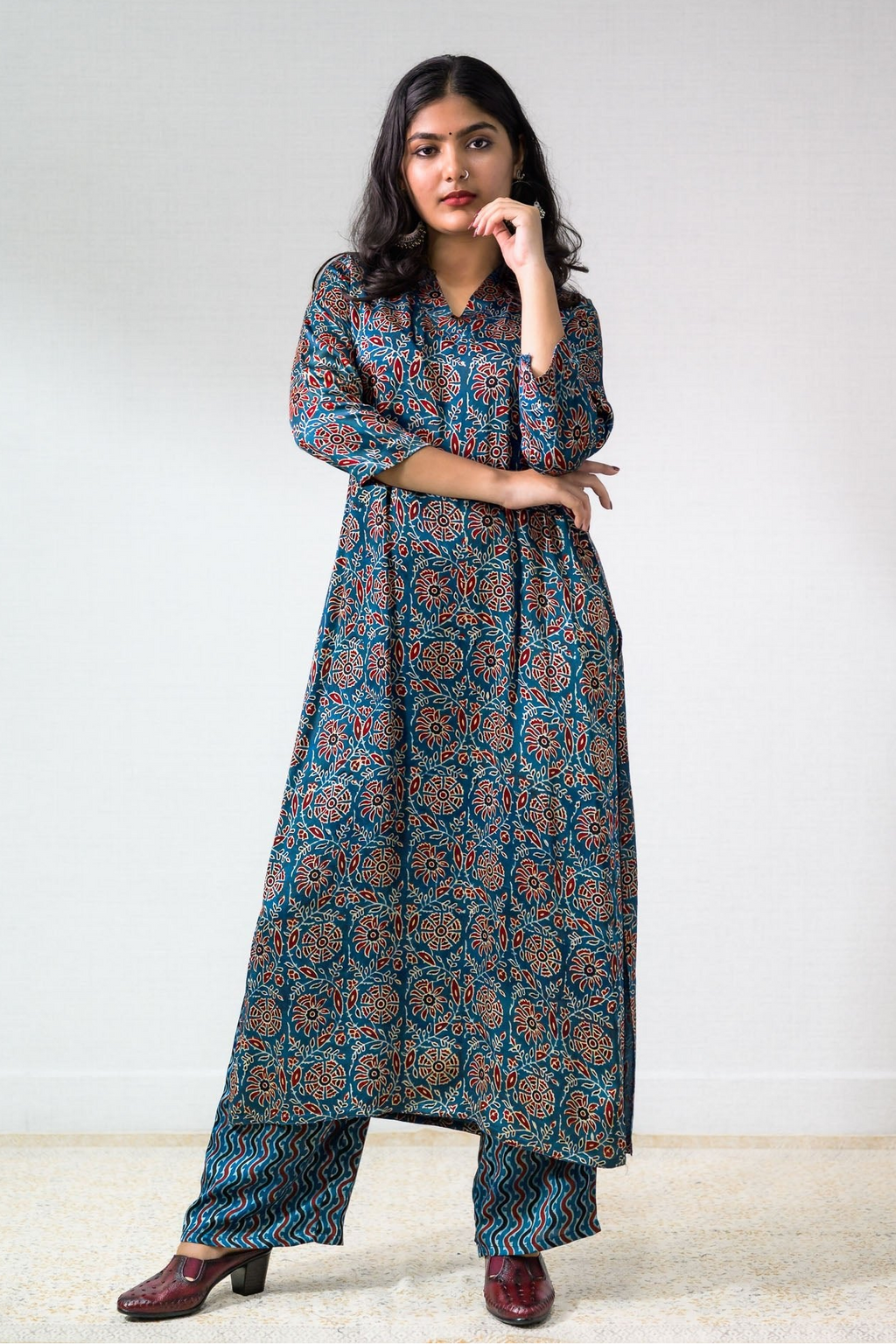 Indigo Vines Modal Ajrakh Kurta