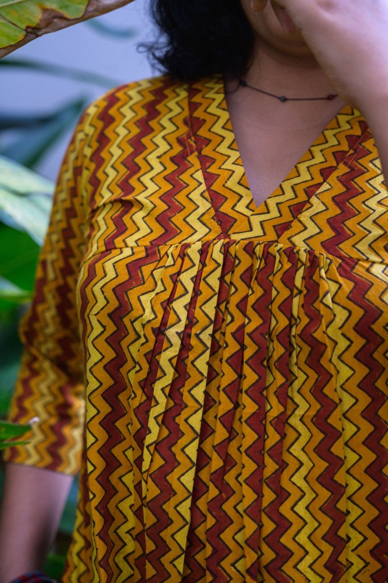 Kanika Ajrakh Stripes Dress - Lobha Deepthis