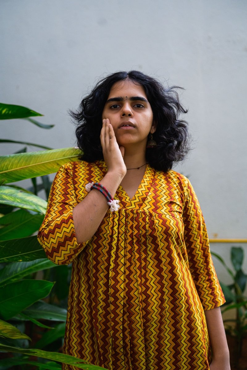 Kanika Ajrakh Stripes Dress - Lobha Deepthis