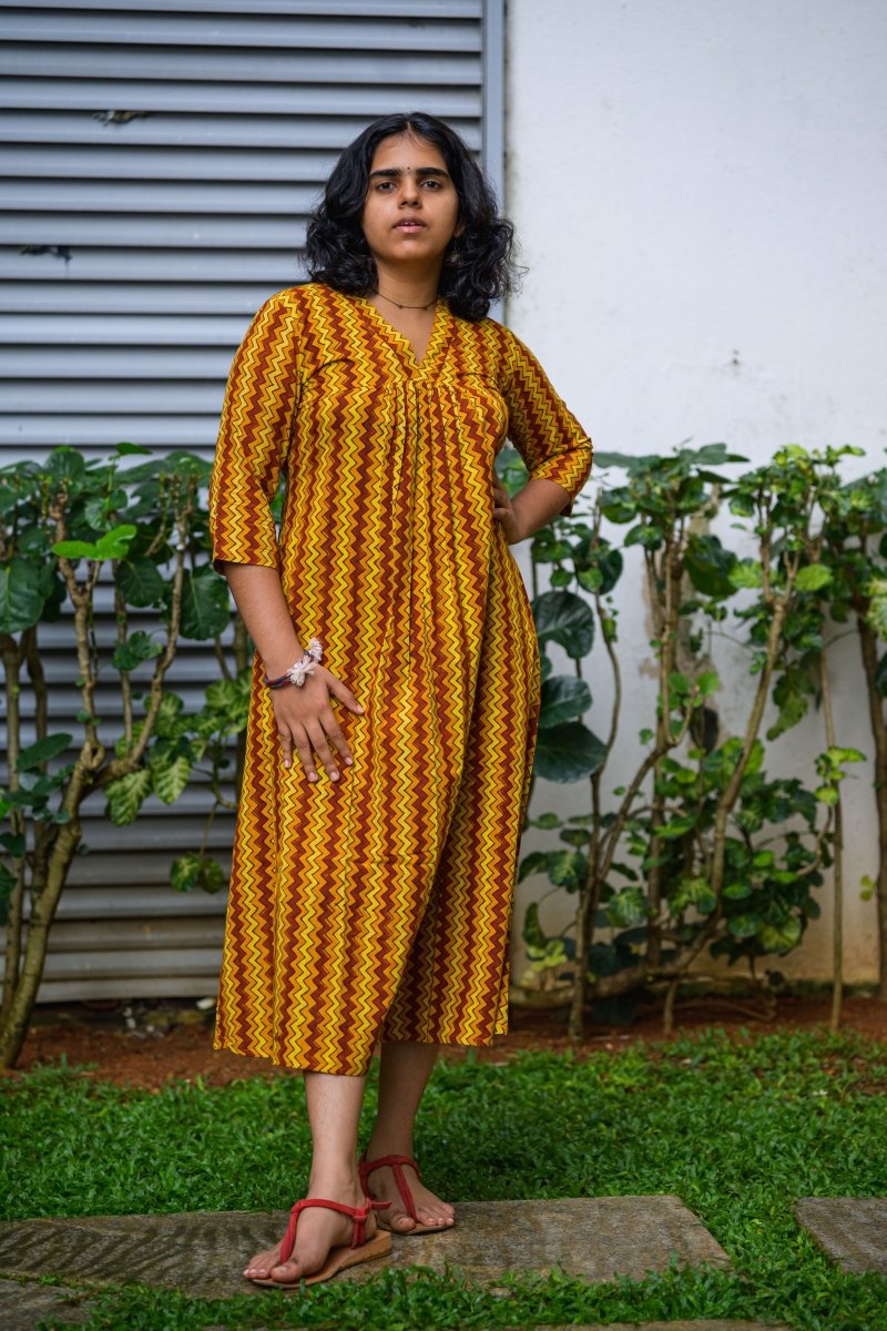 Kanika Ajrakh Stripes Dress - Lobha Deepthis