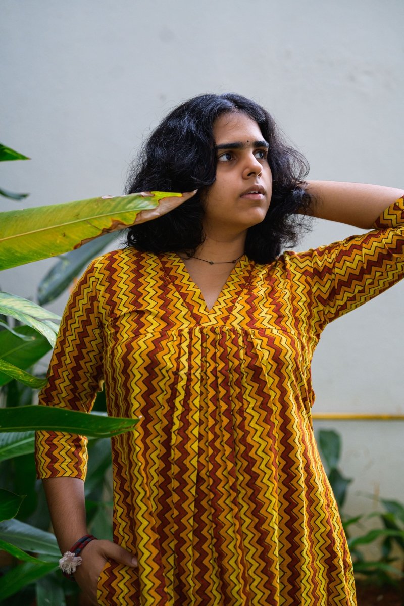 Kanika Ajrakh Stripes Dress - Lobha Deepthis