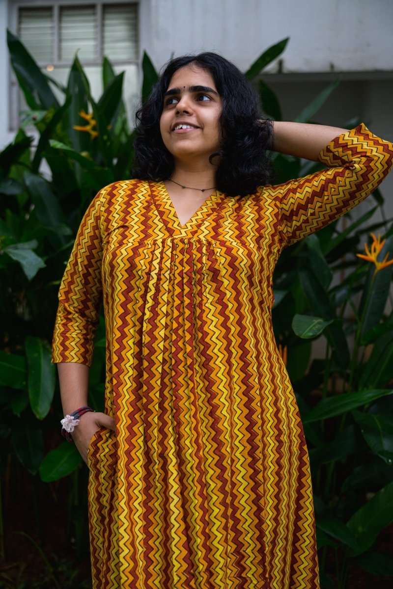 Kanika Ajrakh Stripes Dress - Lobha Deepthis