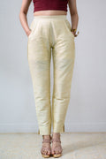 Kerala Cream Slub Silk Pencil Pants - Lobha Deepthis