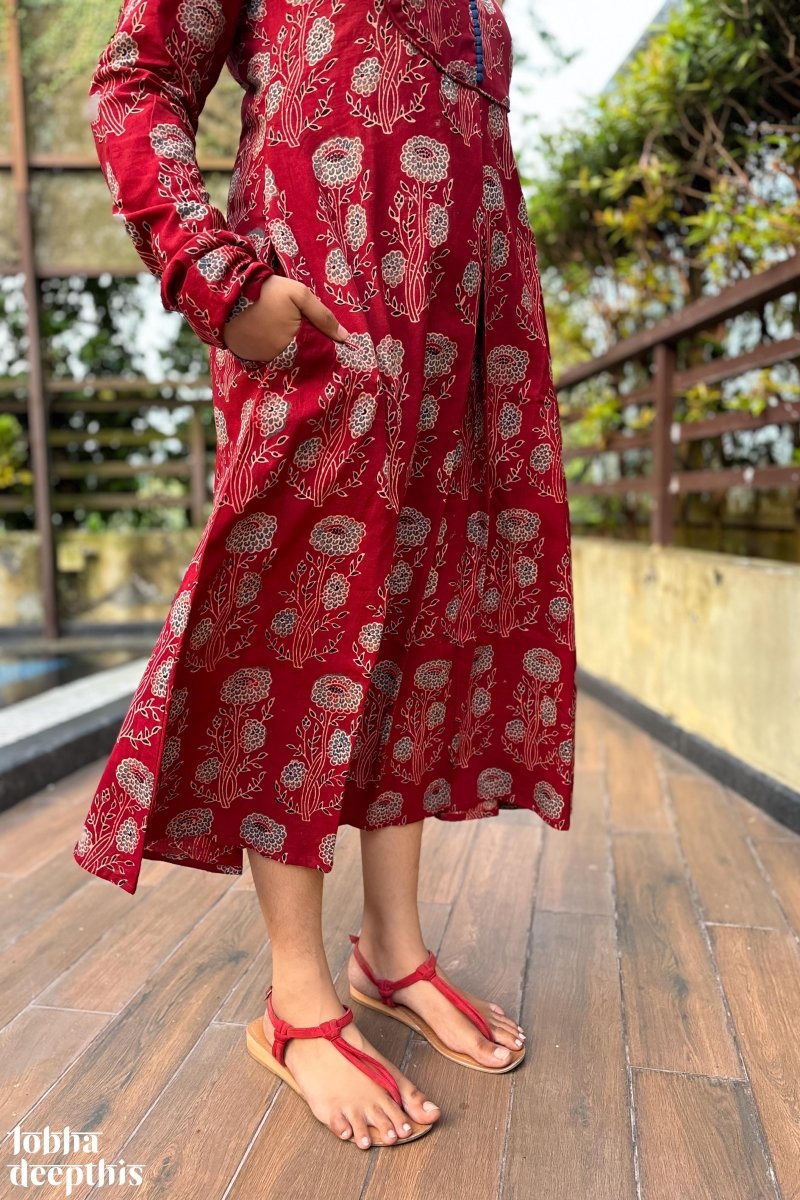 Laal Gulabo Ajrakh Dress - Lobha Deepthis