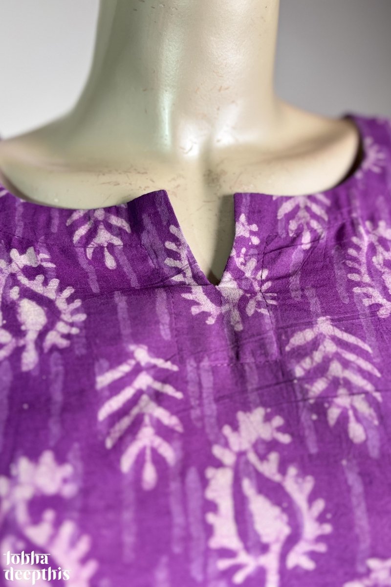 Lavender Bagru Straight Kurta - Lobha Deepthis