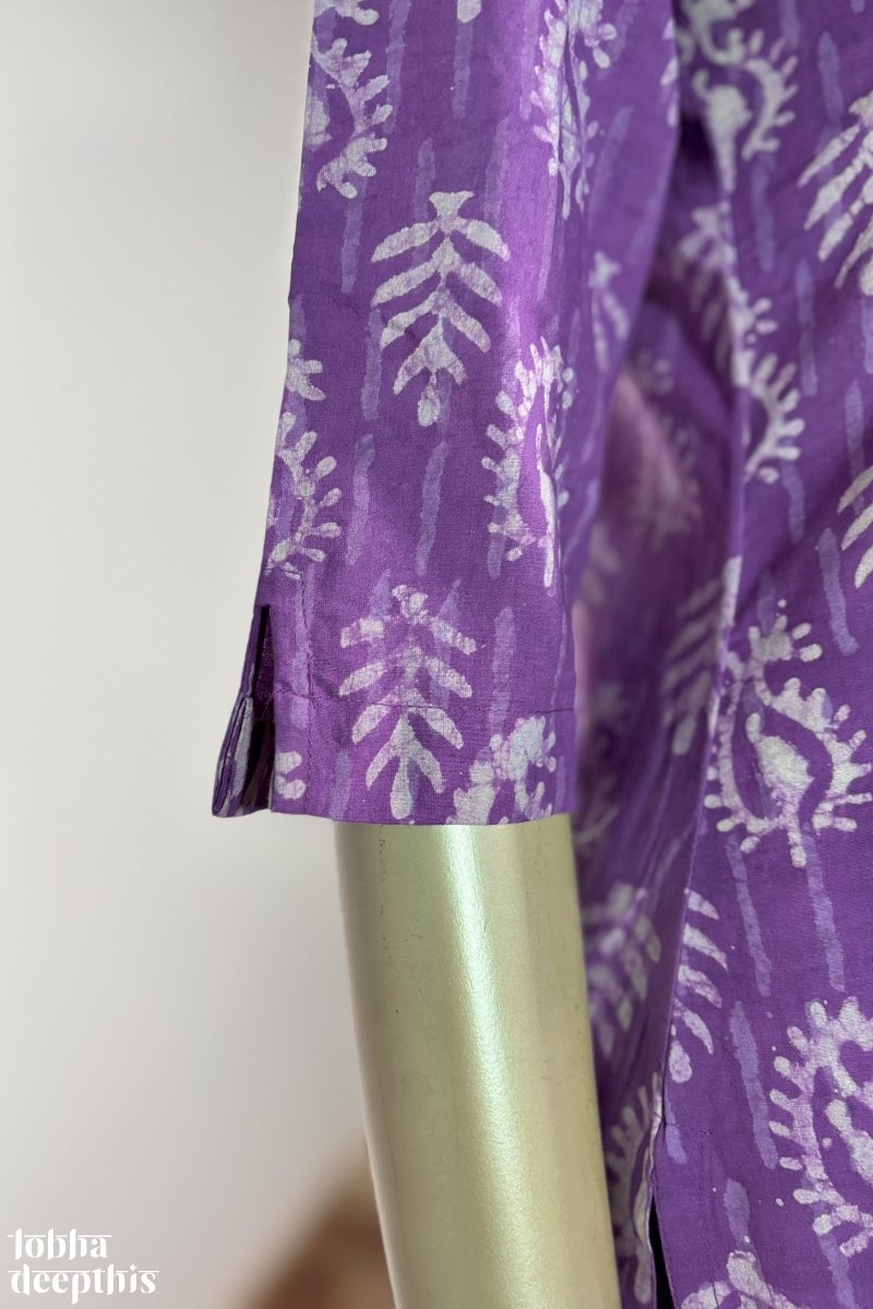 Lavender Bagru Straight Kurta - Lobha Deepthis