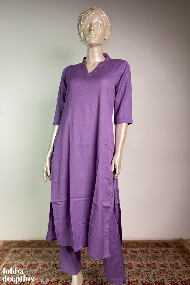 Lavender Cotton Flax Kurta - Lobha Deepthis