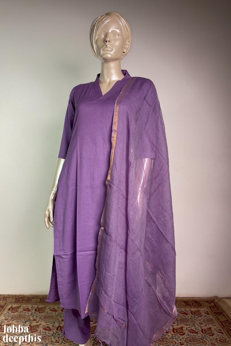 Lavender Cotton Flax Kurta - Lobha Deepthis