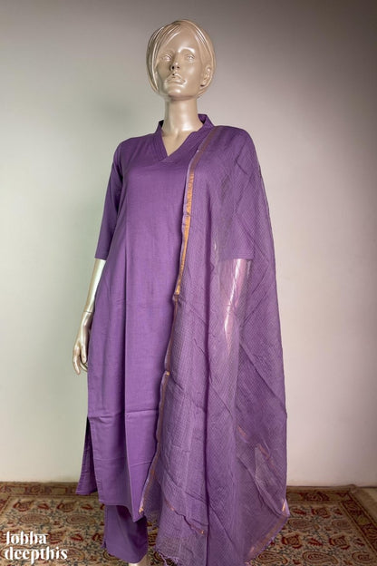 Lavender Cotton Flax Kurta - Lobha Deepthis