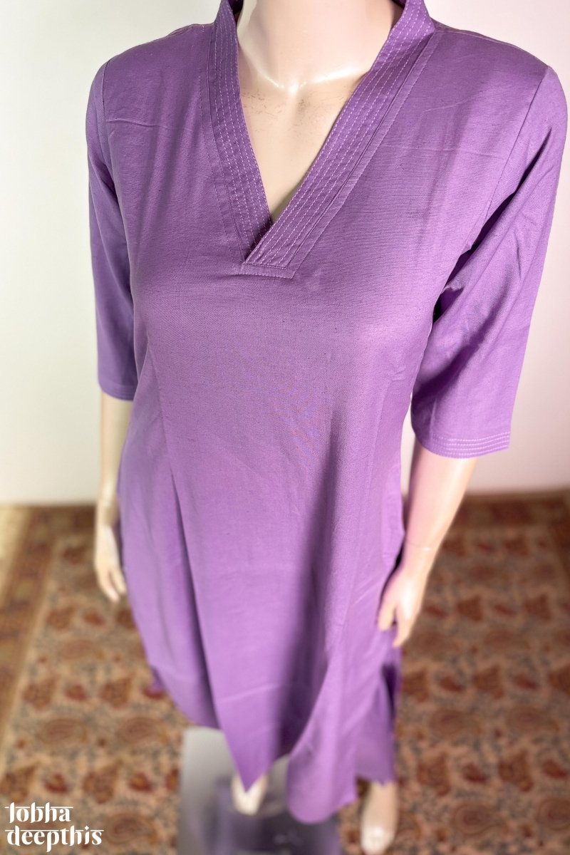 Lavender Cotton Flax Kurta - Lobha Deepthis