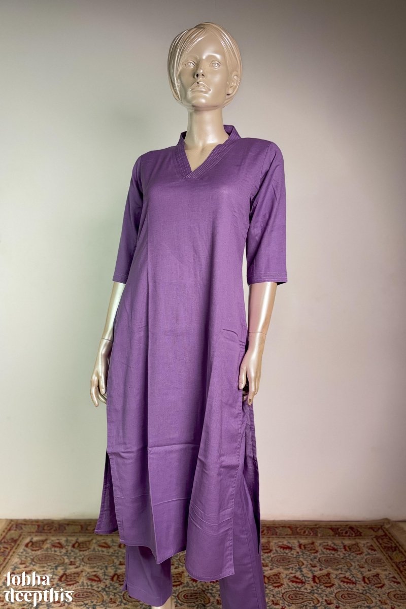 Lavender Cotton Flax Kurta - Lobha Deepthis