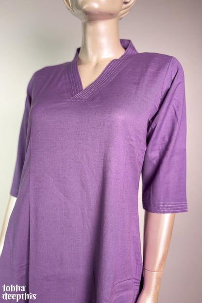 Lavender Cotton Flax Kurta - Lobha Deepthis