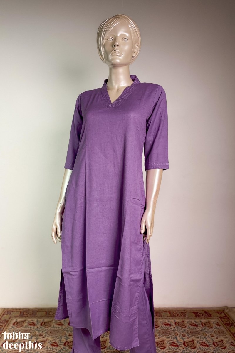 Lavender Cotton Flax Kurta - Lobha Deepthis