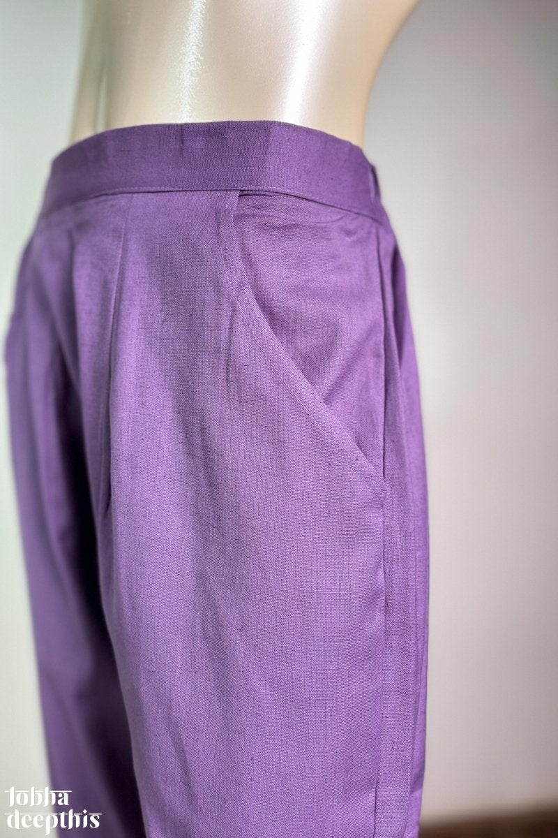 Lavender Cotton Flax Pencil Pants - Lobha Deepthis