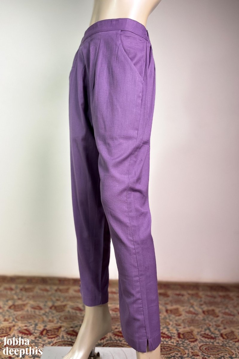 Lavender Cotton Flax Pencil Pants - Lobha Deepthis