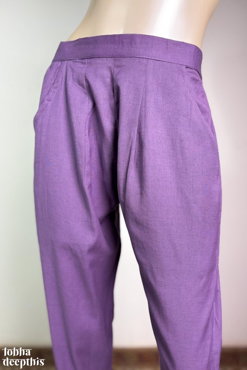 Lavender Cotton Flax Pencil Pants - Lobha Deepthis