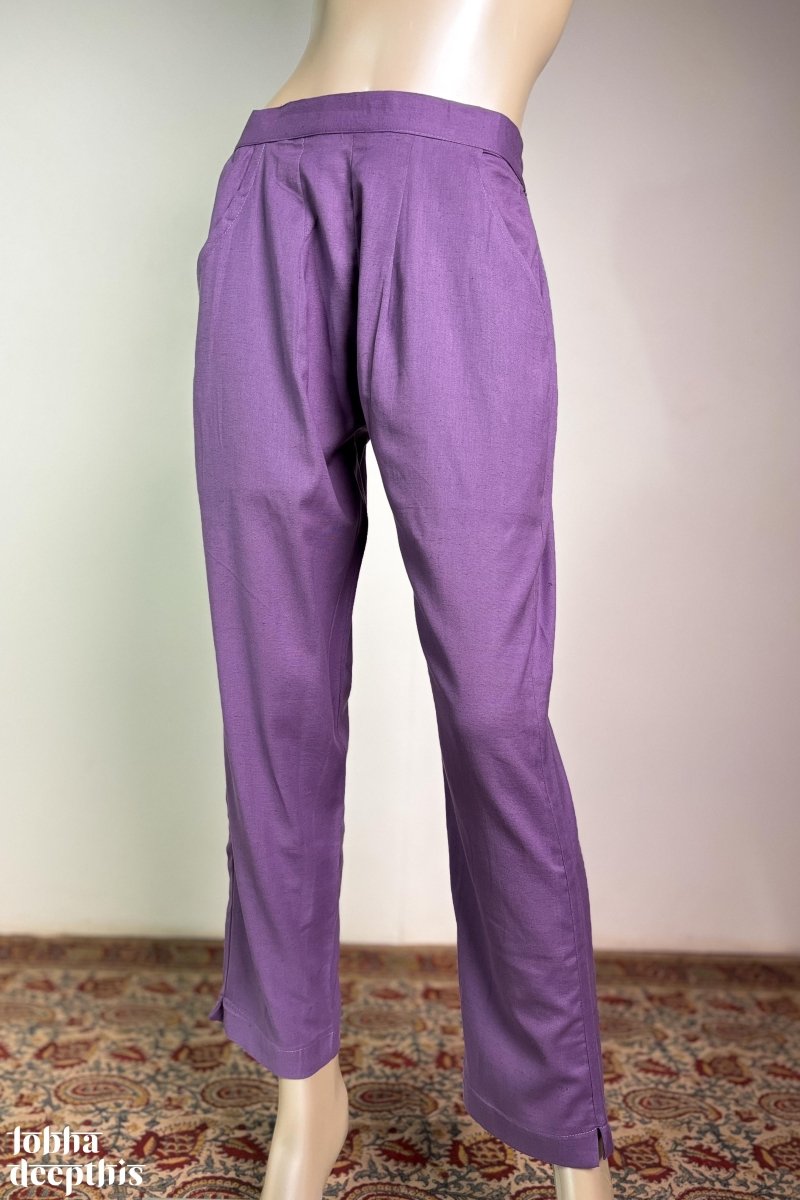 Lavender Cotton Flax Pencil Pants - Lobha Deepthis