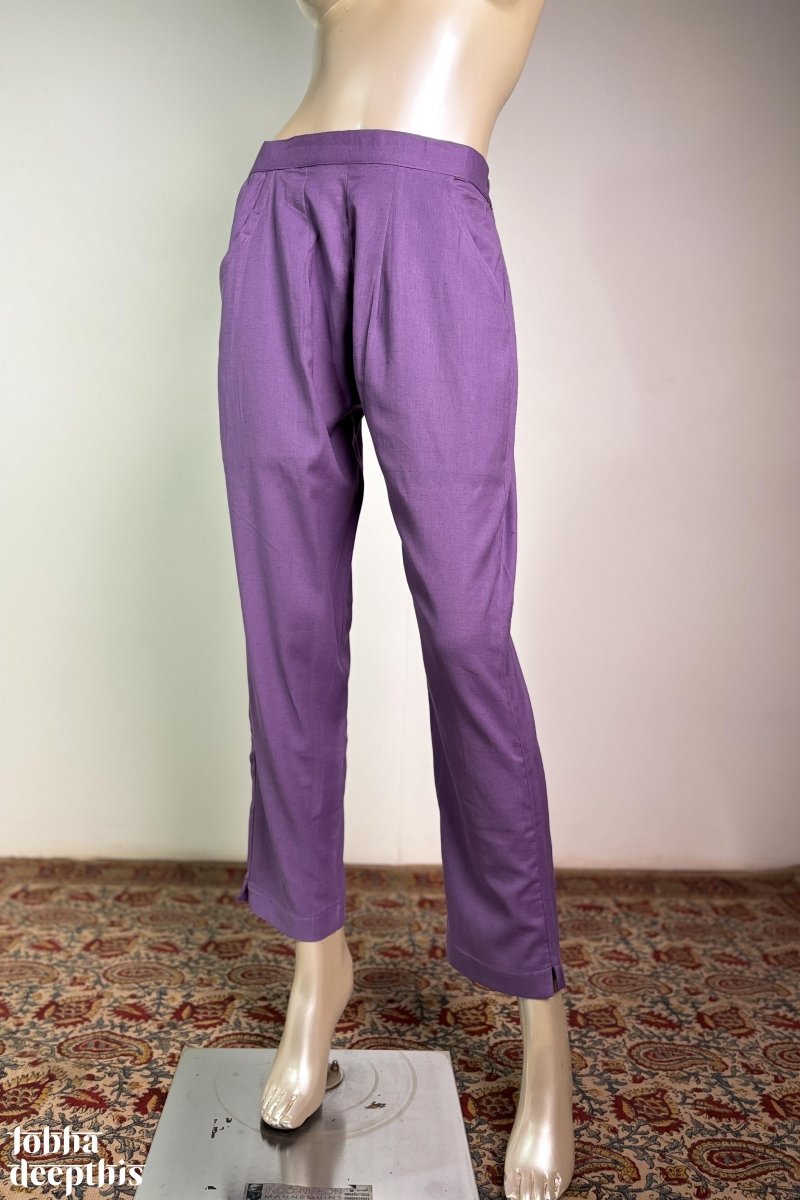 Lavender Cotton Flax Pencil Pants - Lobha Deepthis