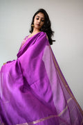 Lavender Maheshwari Silk Dupatta - Lobha Deepthis