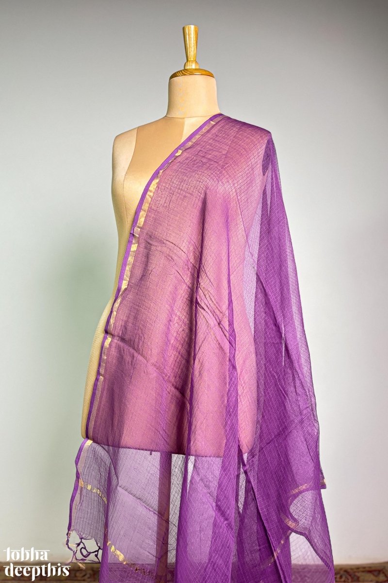 Lavender Plain Kota Doria Dupatta - Lobha Deepthis