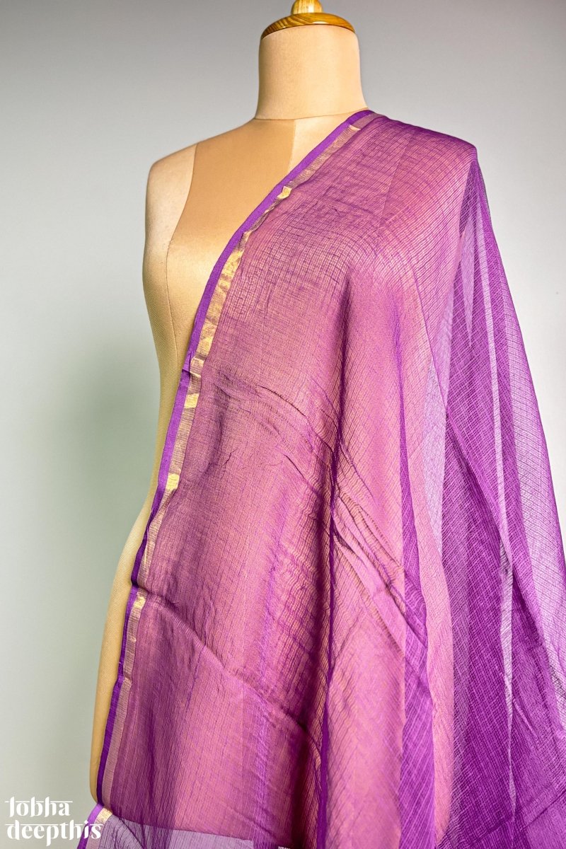 Lavender Plain Kota Doria Dupatta - Lobha Deepthis