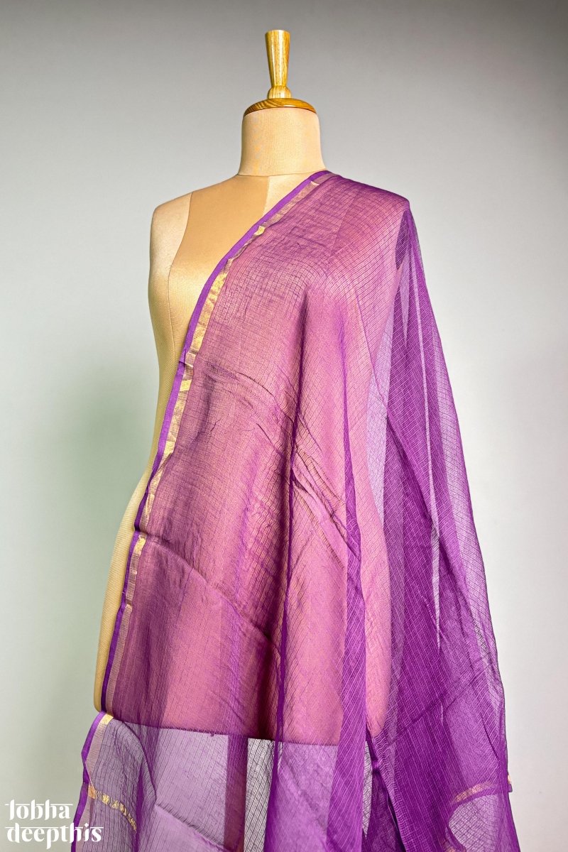 Lavender Plain Kota Doria Dupatta - Lobha Deepthis