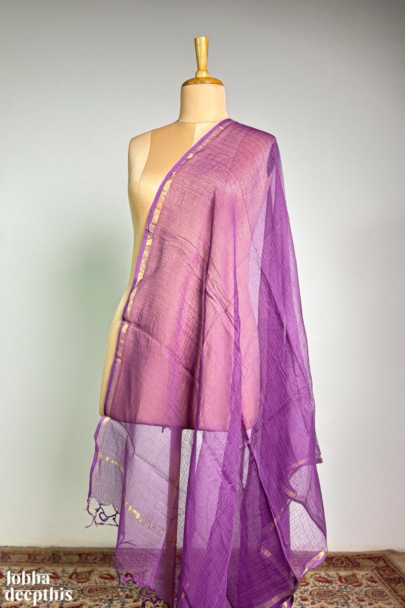 Lavender Plain Kota Doria Dupatta - Lobha Deepthis