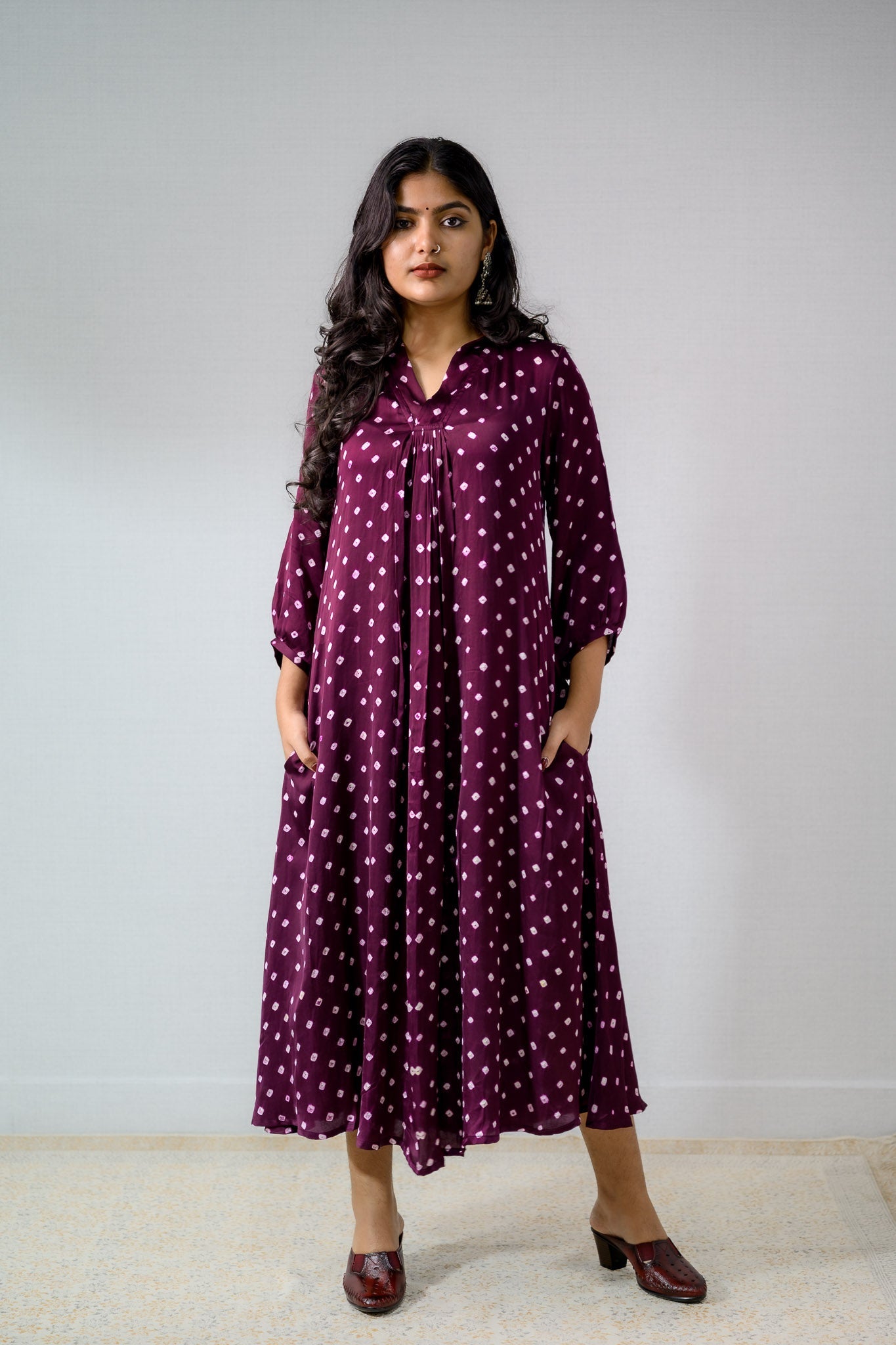 Lavender Rani Modal Bandhani Dress - Lobha Deepthis