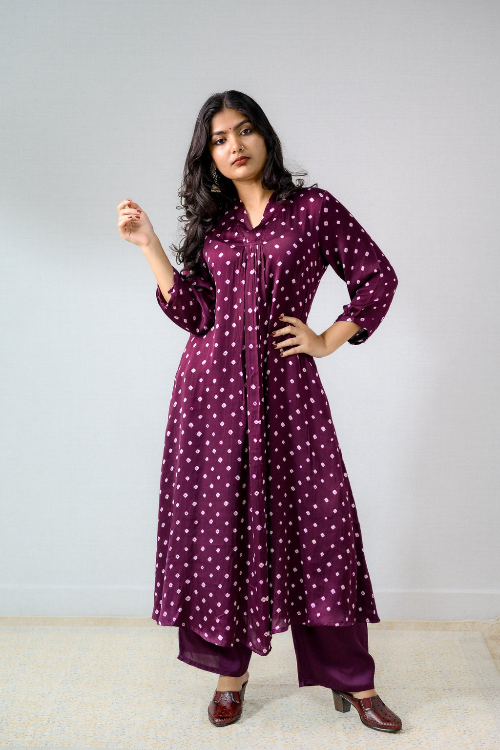 Lavender Rani Modal Bandhani Dress - Lobha Deepthis