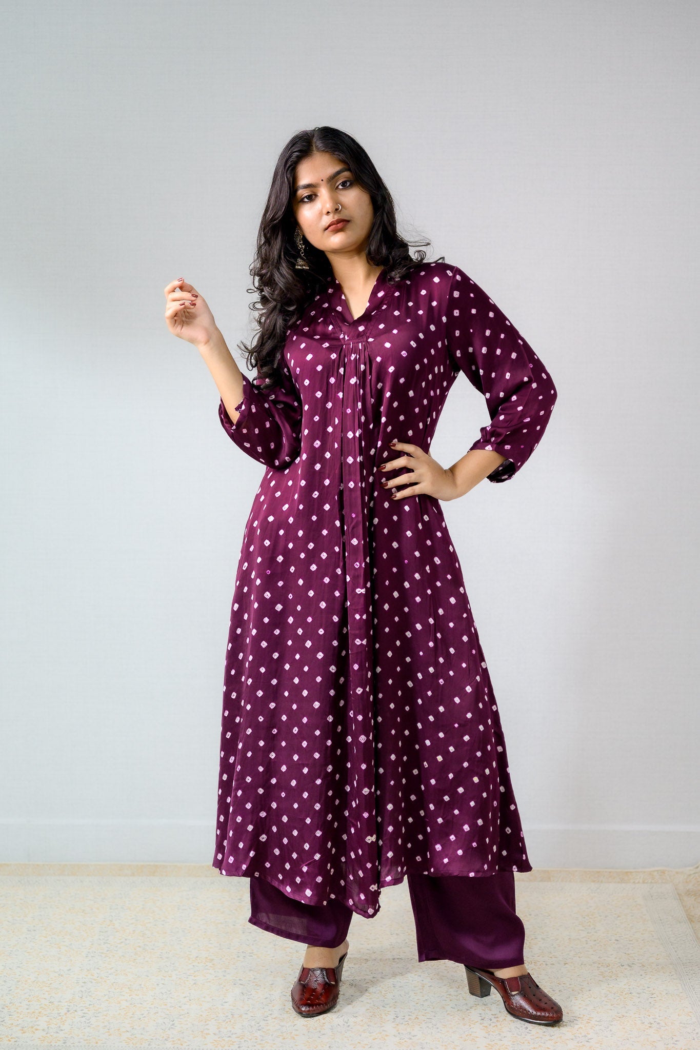 Lavender Rani Modal Bandhani Dress - Lobha Deepthis