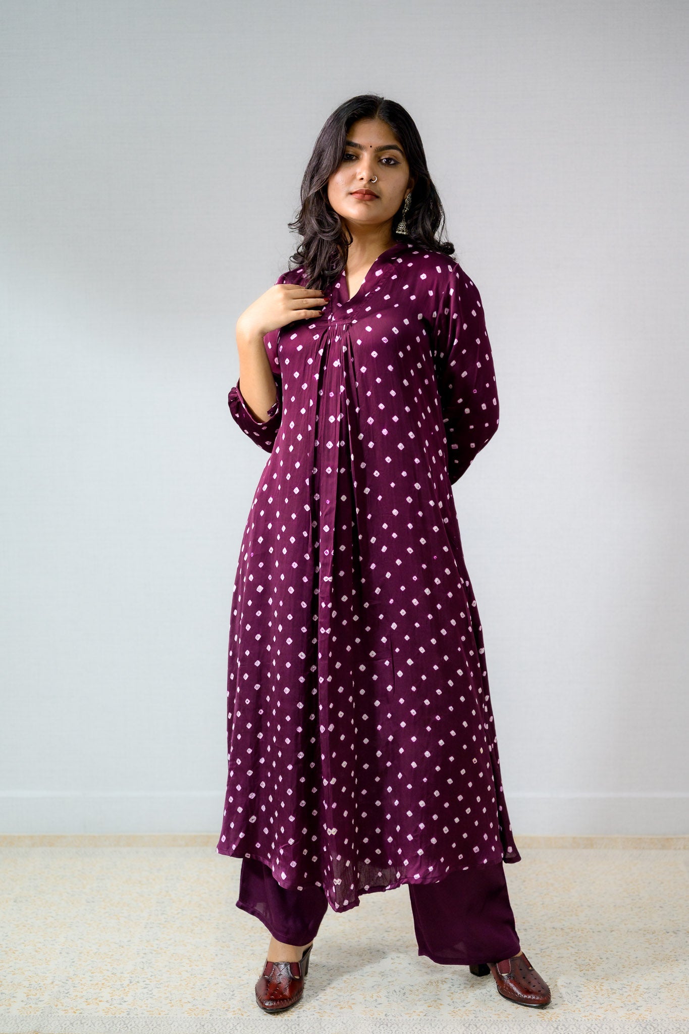 Lavender Rani Modal Bandhani Dress - Lobha Deepthis