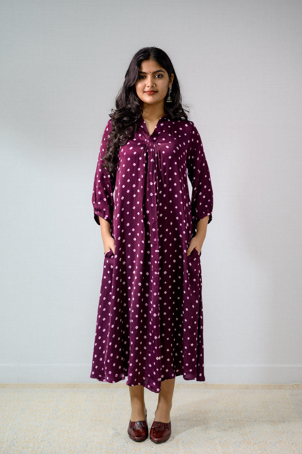 Lavender Rani Modal Bandhani Dress - Lobha Deepthis